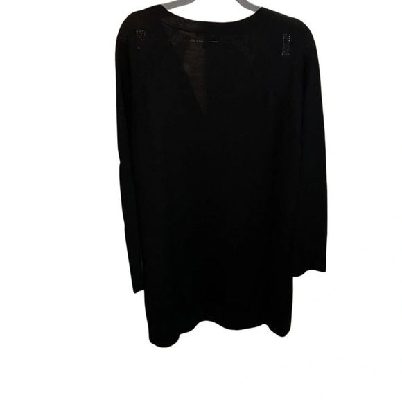 Eileen Fisher Merino Wool Longline Black VNeck Sweater Size Large - Picture 4 of 6